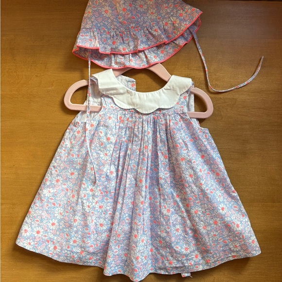 Floral Baby Dress with Matching Bonnet